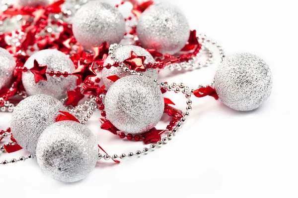 Silver balls and red stars — Stock Photo, Image