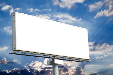 Blank billboard on blue sky clipart