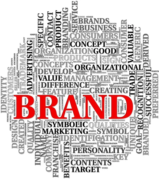 Palabras relacionadas con la marca en tag cloud —  Fotos de Stock