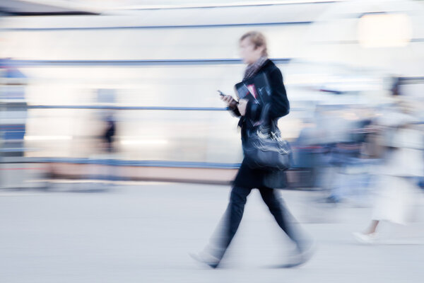 Businesswoman rushing to office