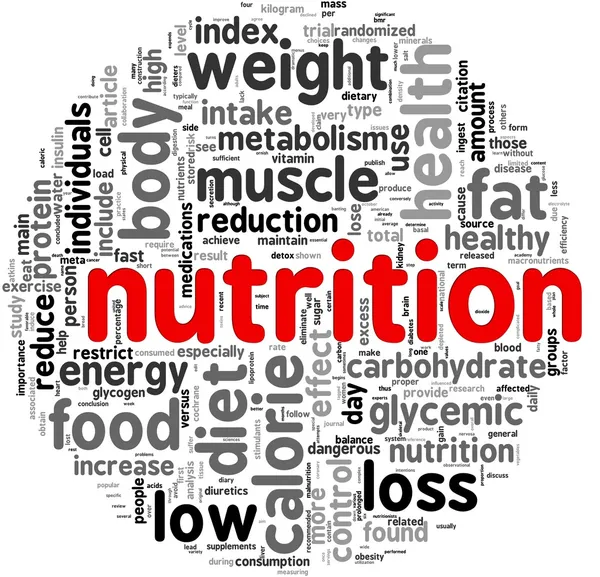 Nutrition koncept i taggmoln — Stockfoto