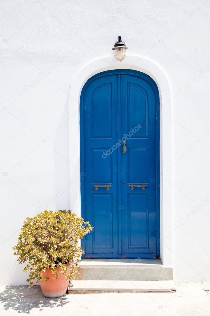 Traditional greek blue doors