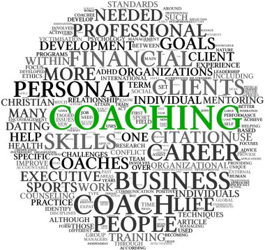 Coaching concept in tag cloud clipart