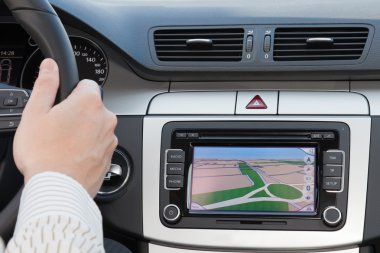 GPS navagation in luxury car clipart