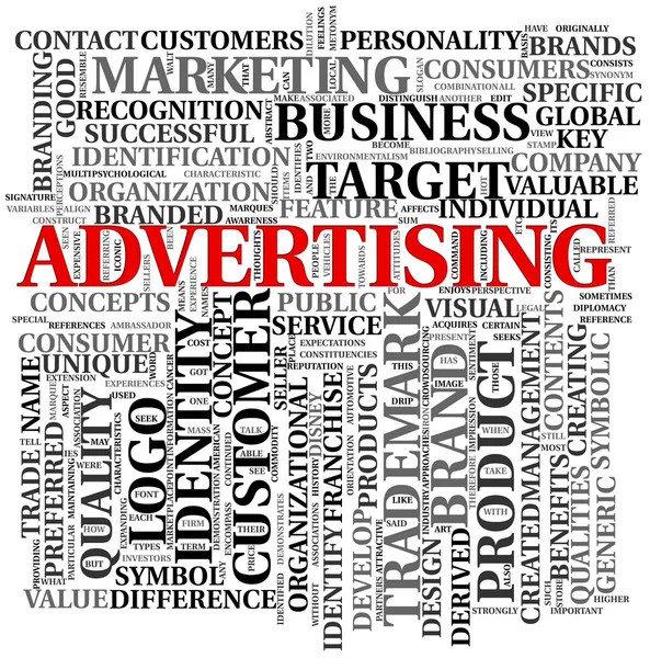 Advertising related words in tag cloud — Stok fotoğraf