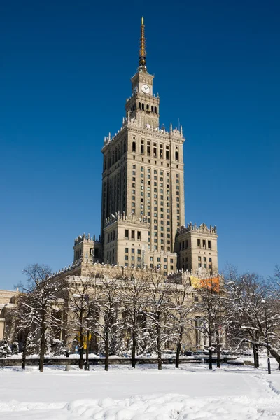 Palace of Culture and Science in winter — Stockfoto