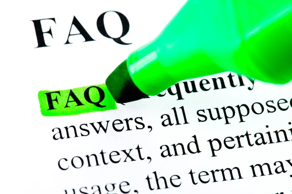 FAQ často kladené otázky, které jsou zvýrazněny — Stock fotografie