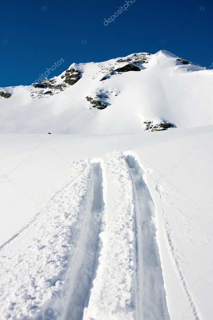Ski trails on a mountain