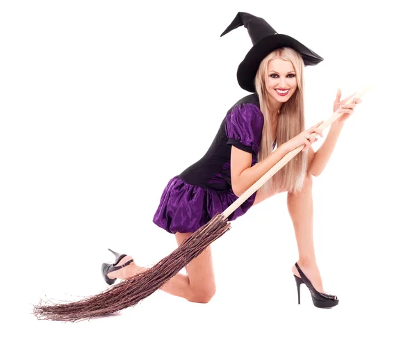 Čarodějnice s koštětem — Stock fotografie