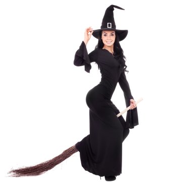 Witch with a broom clipart