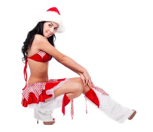 Mädchen als Weihnachtsmann verkleidet — Stockfoto