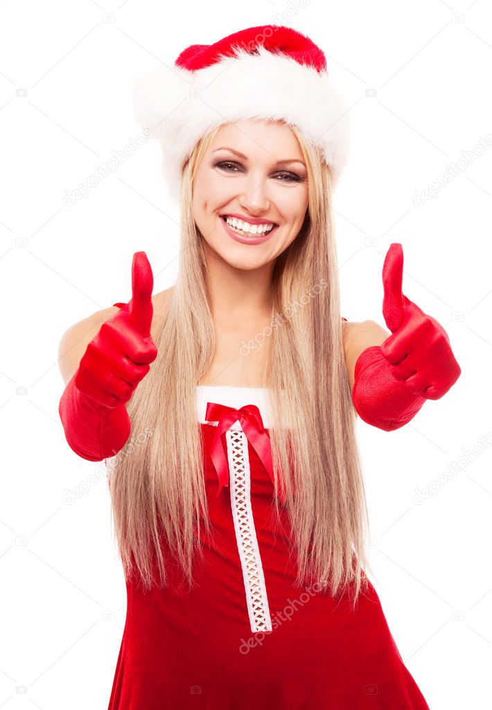 Woman dressed as Santa