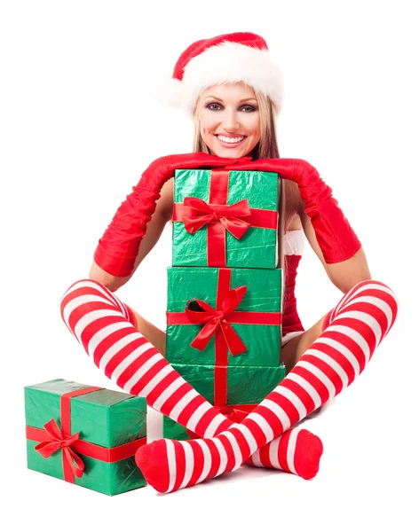 Kobieta w stroju Świętego Mikołaja — Zdjęcie stockowe