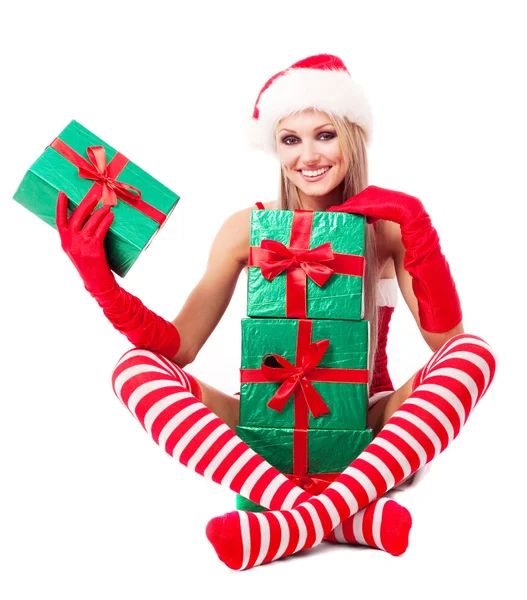サンタとして服を着た女性 — ストック写真