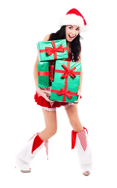 Mädchen als Weihnachtsmann verkleidet — Stockfoto