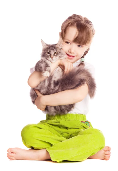 Κορίτσι με γάτα. — Φωτογραφία Αρχείου