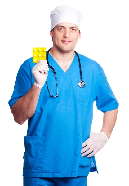 Doutor com pílulas — Fotografia de Stock