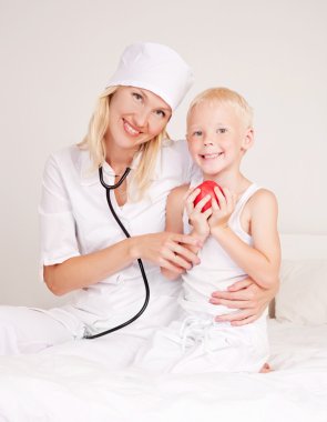 Doctor and a child clipart