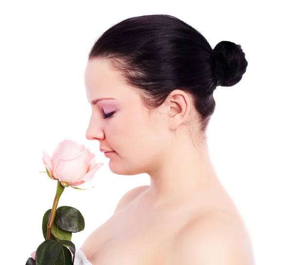 Женщина с розой — стоковое фото
