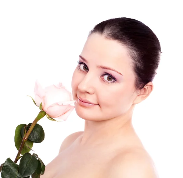 Kobieta z różą — Zdjęcie stockowe
