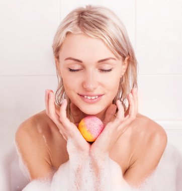 Woman taking a bath clipart