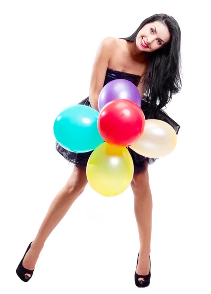 Woman with balloons — Stock Photo, Image