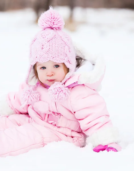 Baby on the snow — Stock Photo, Image