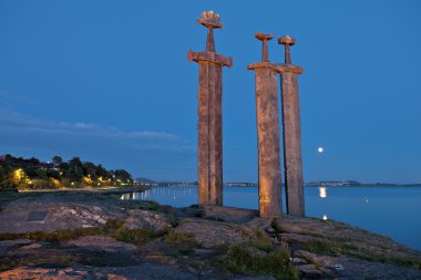 Hafrsfjord Swords in Rock night clipart