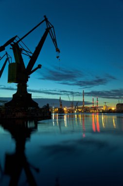 Industrial view at night clipart