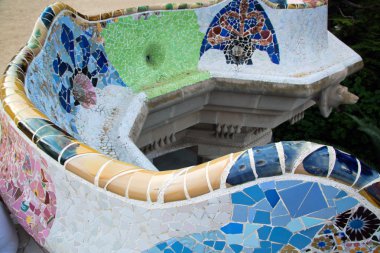 Mosaic sculpture in the Park Guell, Barcelona clipart