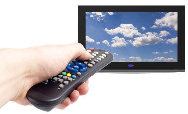 Remote control of tv set clipart