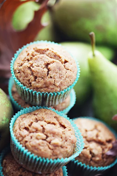 Muffins with pear — Stock Photo, Image