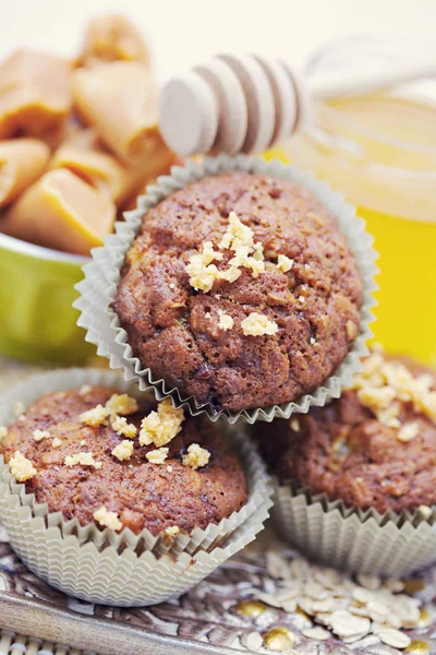 Muffins com banana e toffee — Fotografia de Stock