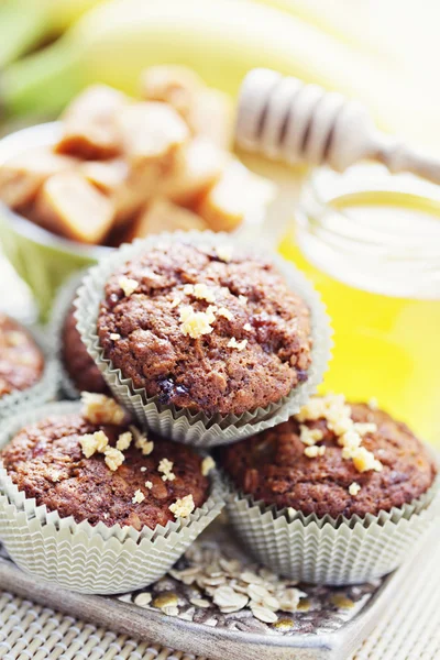 Muffins mit Banane und Toffee — Stockfoto