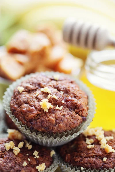 Muffin con banana e caramelle — Foto Stock