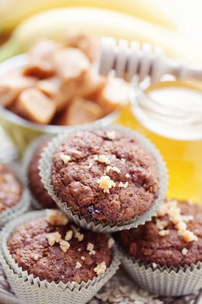 Muffins con plátano y caramelo — Foto de Stock