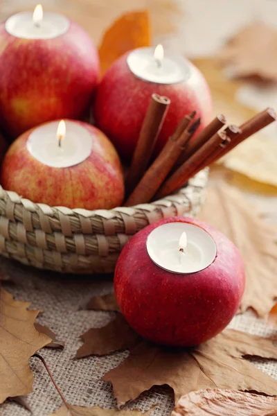 Apple as candlestick — Stock Photo, Image