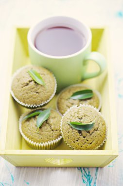 Green tea muffins clipart