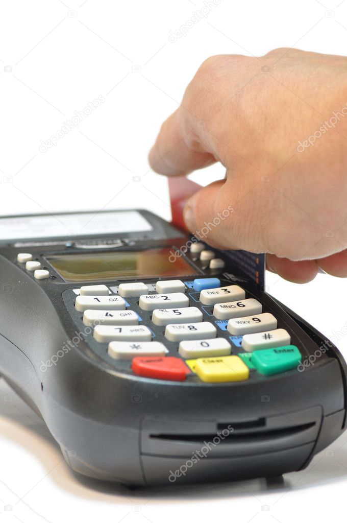 Credit card reader isolated against white background