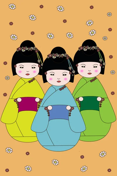 Девочки Японии — стоковый вектор