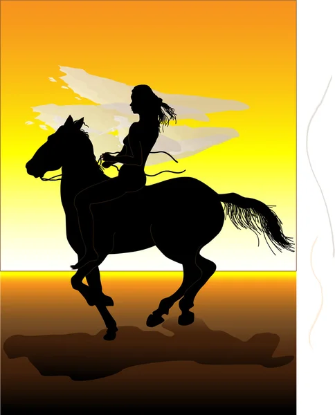 Девушка и лошадь — стоковый вектор