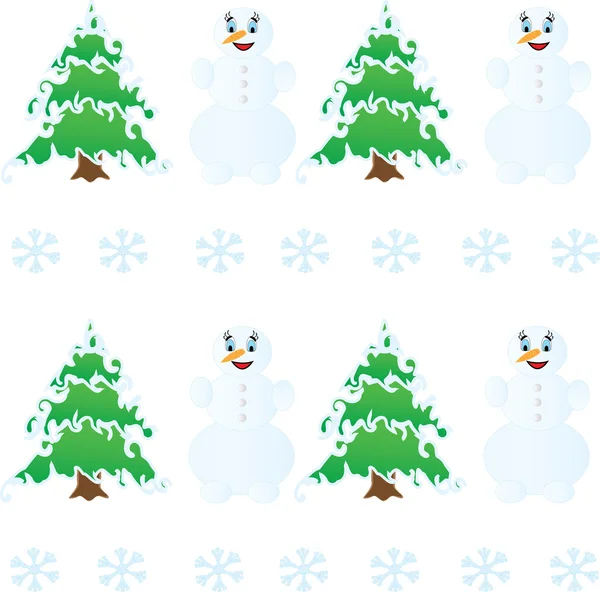 Χειμώνα Χριστούγεννα χωρίς ραφή πρότυπο και χιονάνθρωπος — Διανυσματικό Αρχείο