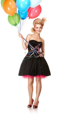 Party girl with balloons clipart