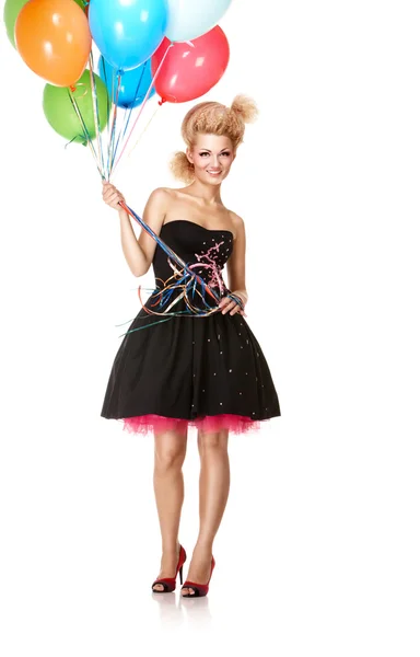 Party girl with balloons — Stock Photo, Image