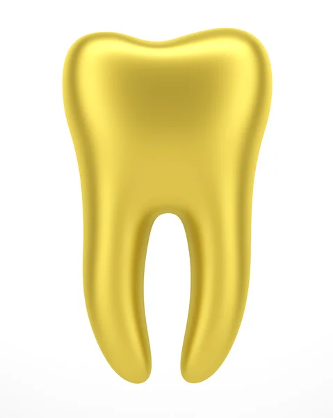 3d золотой человеческий зуб изолирован на белом фоне — стоковое фото