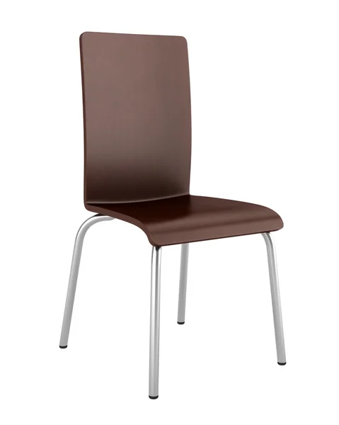 Moderna cadeira marrom de madeira isolada no fundo branco — Fotografia de Stock