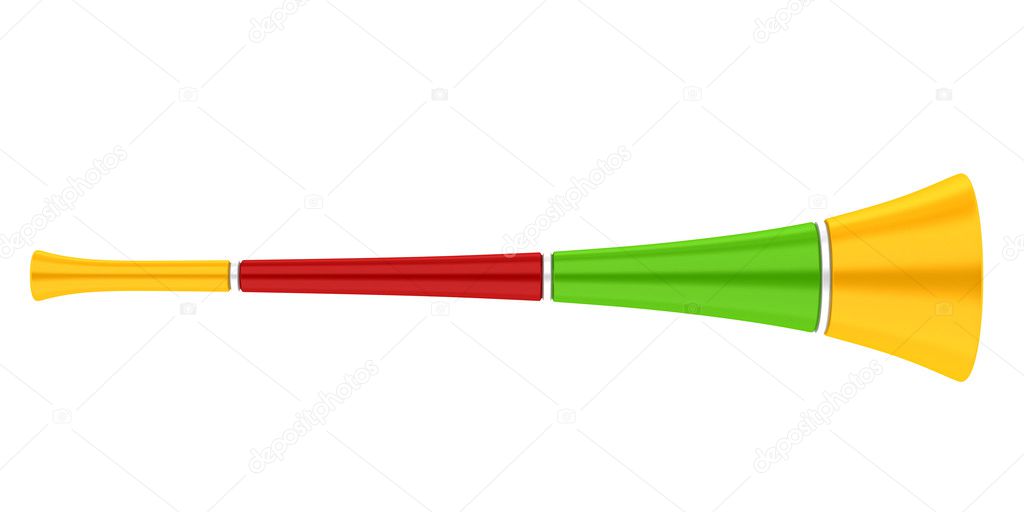 Multicolored party horn isolated on white background