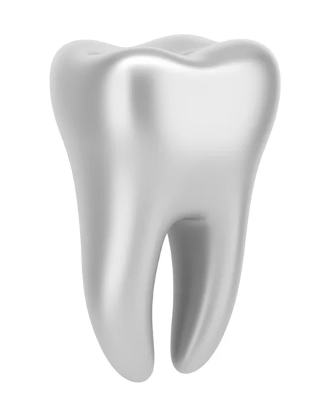 3D stříbrné Lidský zub izolovaných na bílém pozadí — Stock fotografie
