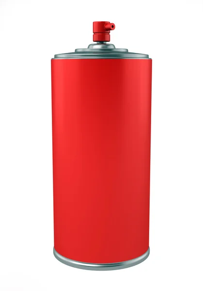 Czerwony lakier w aerozolu może na białym tle na białym tle — Zdjęcie stockowe