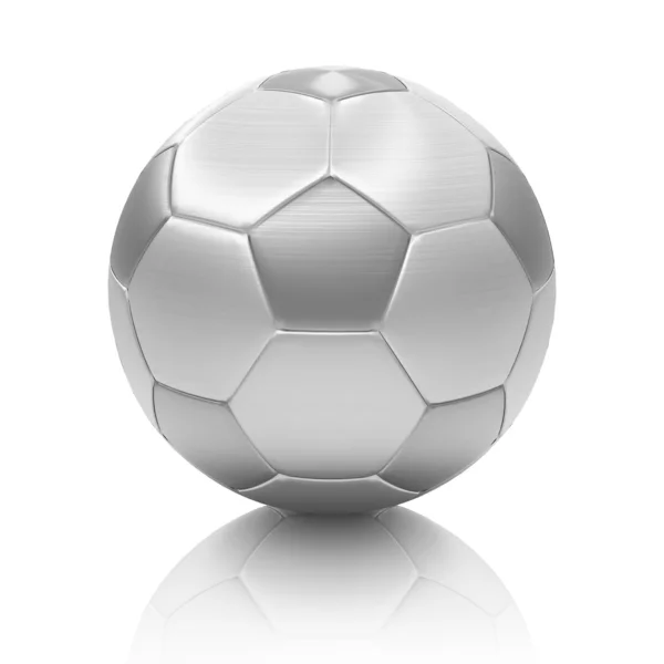 Silberner Fußball isoliert auf weißem Hintergrund — Stockfoto